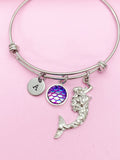 Silver Mermaid Scale Charm Bracelet Girl Daughter Birthday Mother's Day Gift Idea Personalized Customized Made to Order, AN357