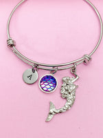 Silver Mermaid Scale Charm Bracelet Girl Daughter Birthday Mother's Day Gift Idea Personalized Customized Made to Order, AN357