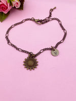 Bronze Sunflower Charm Necklace Wedding Bridesmaid Mother's Day Gifts Ideas Personalized Customized Made to Order, AN1573