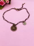 Bronze Sunflower Charm Necklace Wedding Bridesmaid Mother's Day Gifts Ideas Personalized Customized Made to Order, AN1573