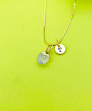 Gold Opal Charm Necklace Gemstone October Birthday Gifts Ideas Personalized Customized Monogram Made to Order, N2759