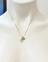 Gold Opal Charm Necklace Gemstone October Birthday Gifts Ideas Personalized Customized Monogram Made to Order, N2759