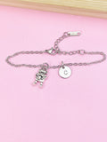 Silver Robot Heart Charm Bracelet Robotic Gifts Ideas Personalized Customized Made to Order Jewelry, AN1445
