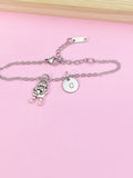 Silver Robot Heart Charm Bracelet Robotic Gifts Ideas Personalized Customized Made to Order Jewelry, AN1445
