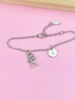 Silver Robot Heart Charm Bracelet Robotic Gifts Ideas Personalized Customized Made to Order Jewelry, AN1445