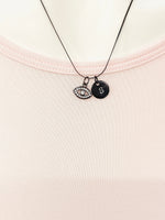 Black Evil Eye Charm Necklace Gift Ideas Personalized Customized Gemstone Monogram Made to Order Jewelry, AN1758