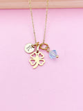 Gold Clover Charm Necklace Luck New Beginning Gift Ideas Personalized Customized Made to Order Jewelry, AN5439