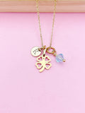 Gold Clover Charm Necklace Luck New Beginning Gift Ideas Personalized Customized Made to Order Jewelry, AN5439