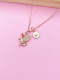 Gold Flying Eagle Charm Necklace, Personalized Initial, Custom Jewelry