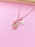 Gold Flying Eagle Charm Necklace, Personalized Initial, Custom Jewelry