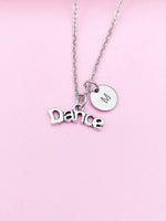 Silver Dance Charm Necklace Ballet Dance School Gift Ideas Personalized Customized Monogram Made to Order Jewelry, AN2666