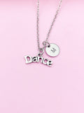 Silver Dance Charm Necklace Ballet Dance School Gift Ideas Personalized Customized Monogram Made to Order Jewelry, AN2666