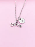 Personalized Dance Charm Necklace, Initial Monogram, Ballet Dance Gift, AN2666