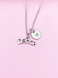 Personalized Dance Charm Necklace, Initial Monogram, Ballet Dance Gift, AN2666