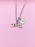 Personalized Dance Charm Necklace, Initial Monogram, Ballet Dance Gift, AN2666