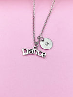 Silver Dance Charm Necklace Ballet Dance School Gift Ideas Personalized Customized Monogram Made to Order Jewelry, AN2666