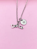 Personalized Dance Charm Necklace, Initial Monogram, Ballet Dance Gift, AN2666