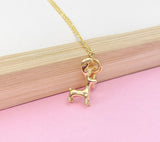 Gold Reindeer Necklace, Personalized Initial Charm, New Beginning Gift