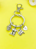 Silver Mixer Measuring Cup Cupcake Charm Keychain Baker Bakery Shop Gifts Idea Personalized Made to Order Jewelry, AN1768