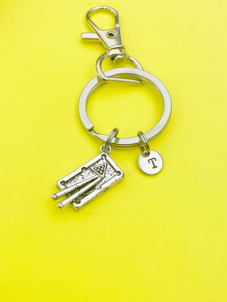 Silver Billiards Pool Table Charm Keychain Snooker Gifts Ideas Personalized Made to Order Jewelry, AN5456