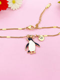 Gold Penguin Charm Bracelet Wildlife Biologist Gifts Ideas Personalized Customized Made to Order Jewelry, AN4342