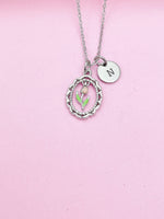 Silver Tulip Flower Charm Necklace Spring Birthday Mother's Day Gifts Ideas Personalized Customized Made to Order, N2033