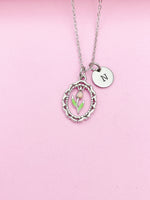 Silver Tulip Flower Charm Necklace Spring Birthday Mother's Day Gifts Ideas Personalized Customized Made to Order, N2033