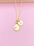 Gold Teardrop Star Initial Necklace, Personalized Charm Necklace, N3562