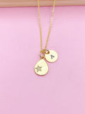 Gold Teardrop Star Initial Necklace, Personalized Charm Necklace, N3562