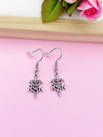 Silver RN Caduceus Medical Symbol Charm Earrings Doctor Nurse Medical School Student Gift Idea Personalized Customized AN2586