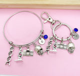 Crime Scene Investigation Bangle or Keychain, DNA, Microscope, Camera, Forensic Science Specialist, Scientist Gift, N4759