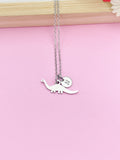 Stainless Steel Dinosaur Necklace: Personalized Initial Charm, N5229