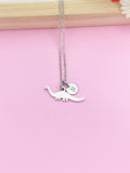 Stainless Steel Dinosaur Necklace: Personalized Initial Charm, N5229