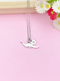 Stainless Steel Dinosaur Necklace: Personalized Initial Charm, N5229