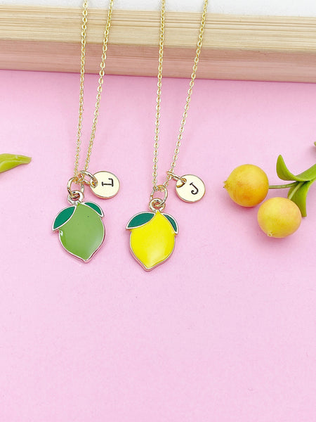 Gold Lemon or Lime Charm Necklace Teens Birthday Gift Idea Personalized Customized Jewelry, N4753