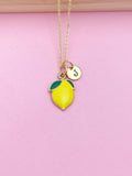 Gold Lemon Charm Necklace Girlfriends Birthday Gifts Ideas Personalized Customized Jewelry, AN4753