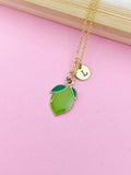 Gold Green Lime Charm Necklace Best Friends Birthday Gifts Ideas Personalized Customized Jewelry, BN4753