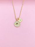 Gold Evil Eye Charm Necklace Birthday Mother's Day Gifts Ideas Personalized Customized Made to Order, N5555