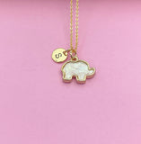 Gold Elephant Charm Necklace Good Luck Gift Idea Personalized Customized Monogram Made to Order Jewelry, N1446