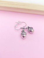 Silver Acorn Charm Earrings Bridesmaid Gifts Ideas Personalized Customized Made to Order Jewelry, N2574