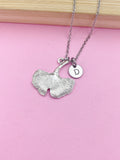 Silver Ginkgo Leaf Charm Necklace Nature Forest Gift Ideas Personalized Customized Jewelry, N1943
