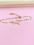 Stethoscope Heart Charm Bracelet, Personalized Initial, Medical Gift