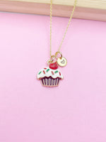 Cupcake Necklace, Best Birthday Gifts, Sweet Necklace Gifts, Personalized Initial Gift, N4341