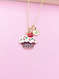 Cupcake Necklace, Best Birthday Gifts, Sweet Necklace Gifts, Personalized Initial Gift, N4341