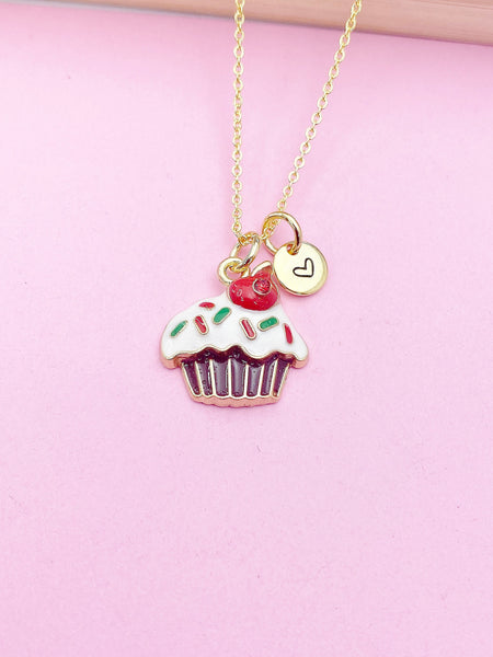 Cupcake Necklace, Best Birthday Gifts, Sweet Necklace Gifts, Personalized Initial Gift, N4341