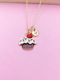 Cupcake Necklace, Best Birthday Gifts, Sweet Necklace Gifts, Personalized Initial Gift, N4341