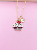 Cupcake Necklace, Best Birthday Gifts, Sweet Necklace Gifts, Personalized Initial Gift, N4341
