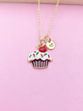 Cupcake Necklace, Best Birthday Gifts, Sweet Necklace Gifts, Personalized Initial Gift, N4341