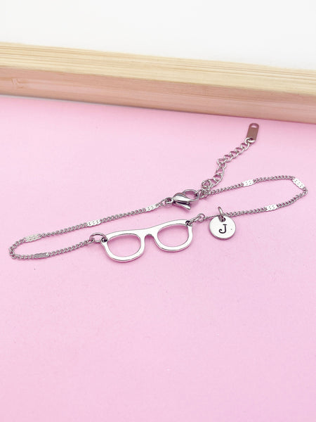 Silver Eyeglasses Charm Bracelet Optometrists Ophthalmologists Eye Doctor Medical School Student Gift Idea AN1413