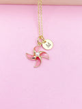 Pinwheel Charm Necklace , Gold or Silver Necklace Option, DN5171